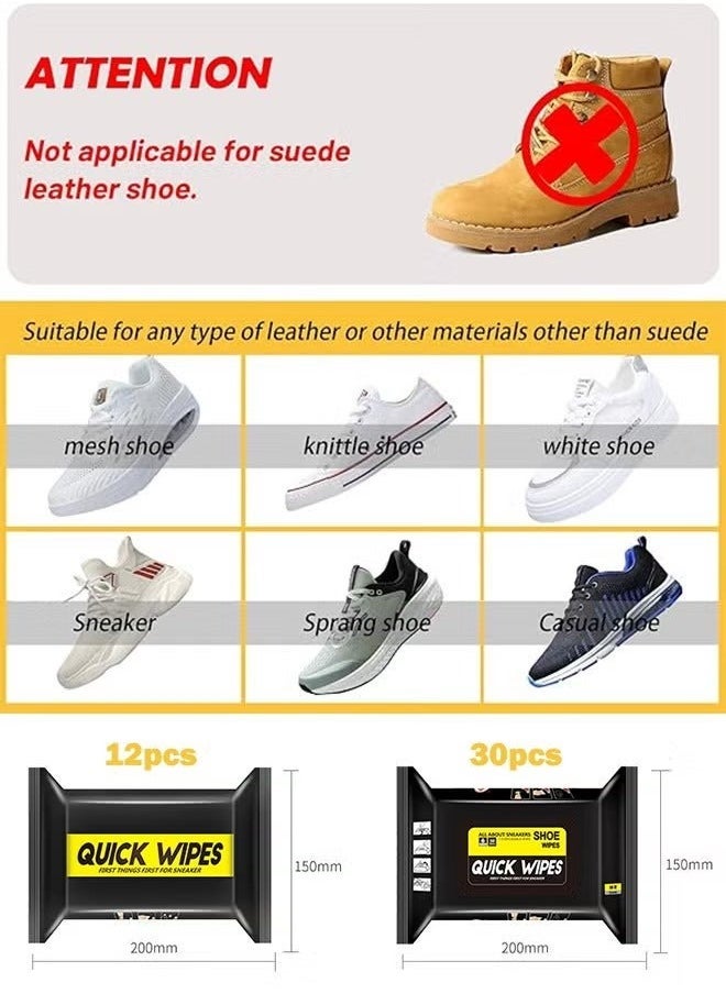 2 Pack 60 Pcs Shoe Sneaker Wipes Cleaner Quick Wipes Disposable Travel Portable Removes Dirt, Stains, Natural, Large, Natural, Large - Image 4